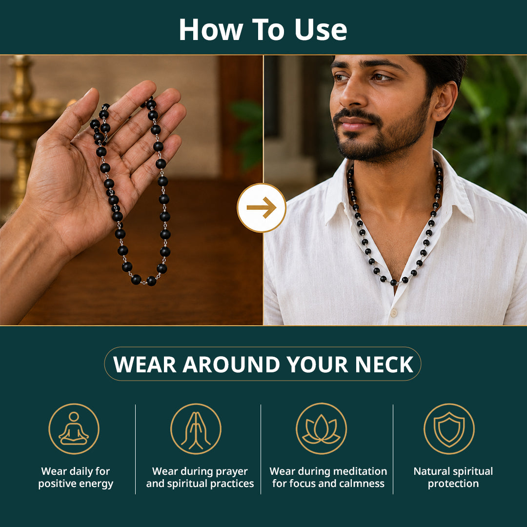 Silver Capped Karungali Mala
